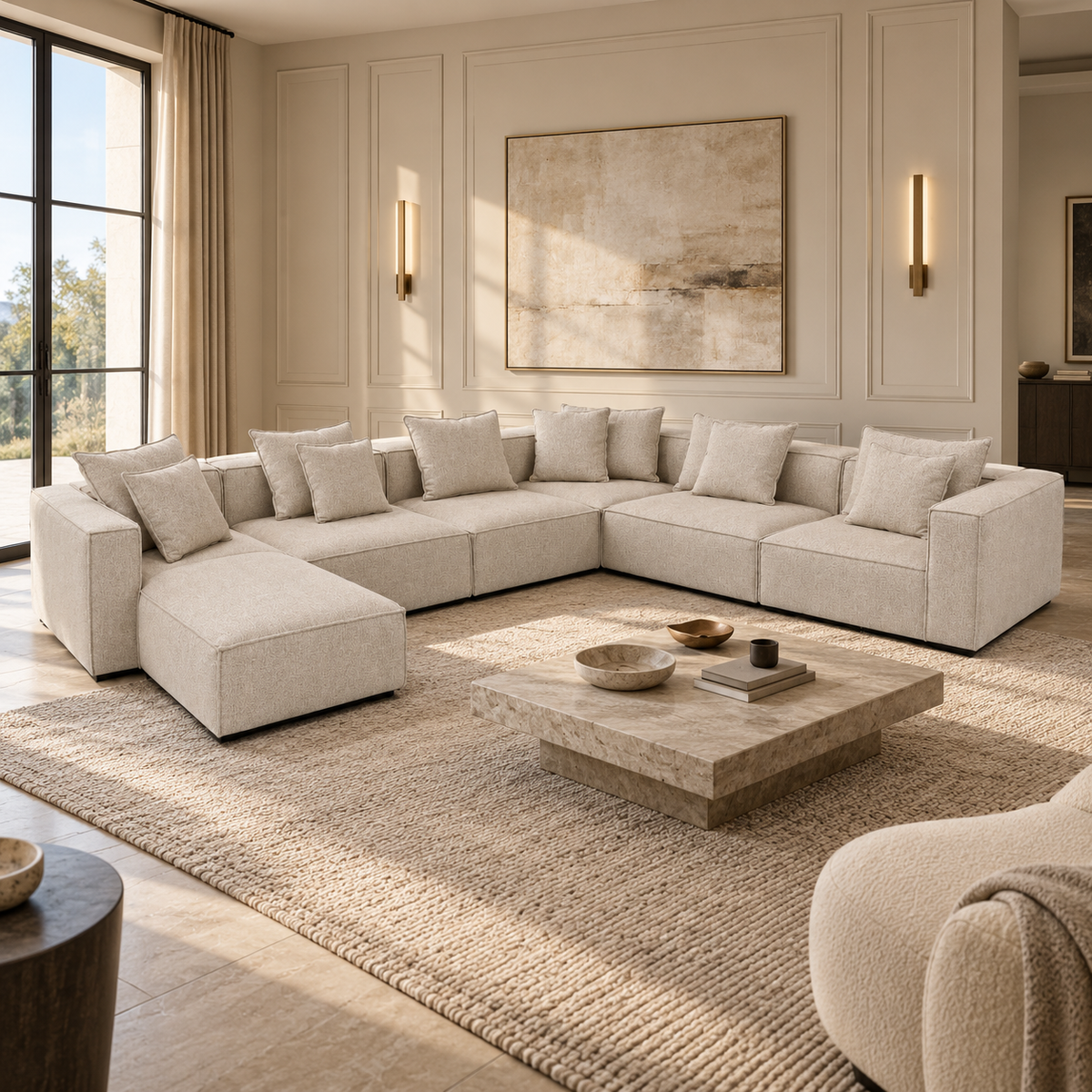 Phoebe 6 Piece Modular  Left / Right Chaise Set - Quartz