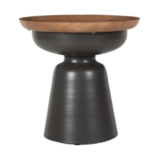 Rey Mango Wooden Side Table with Metal Legs