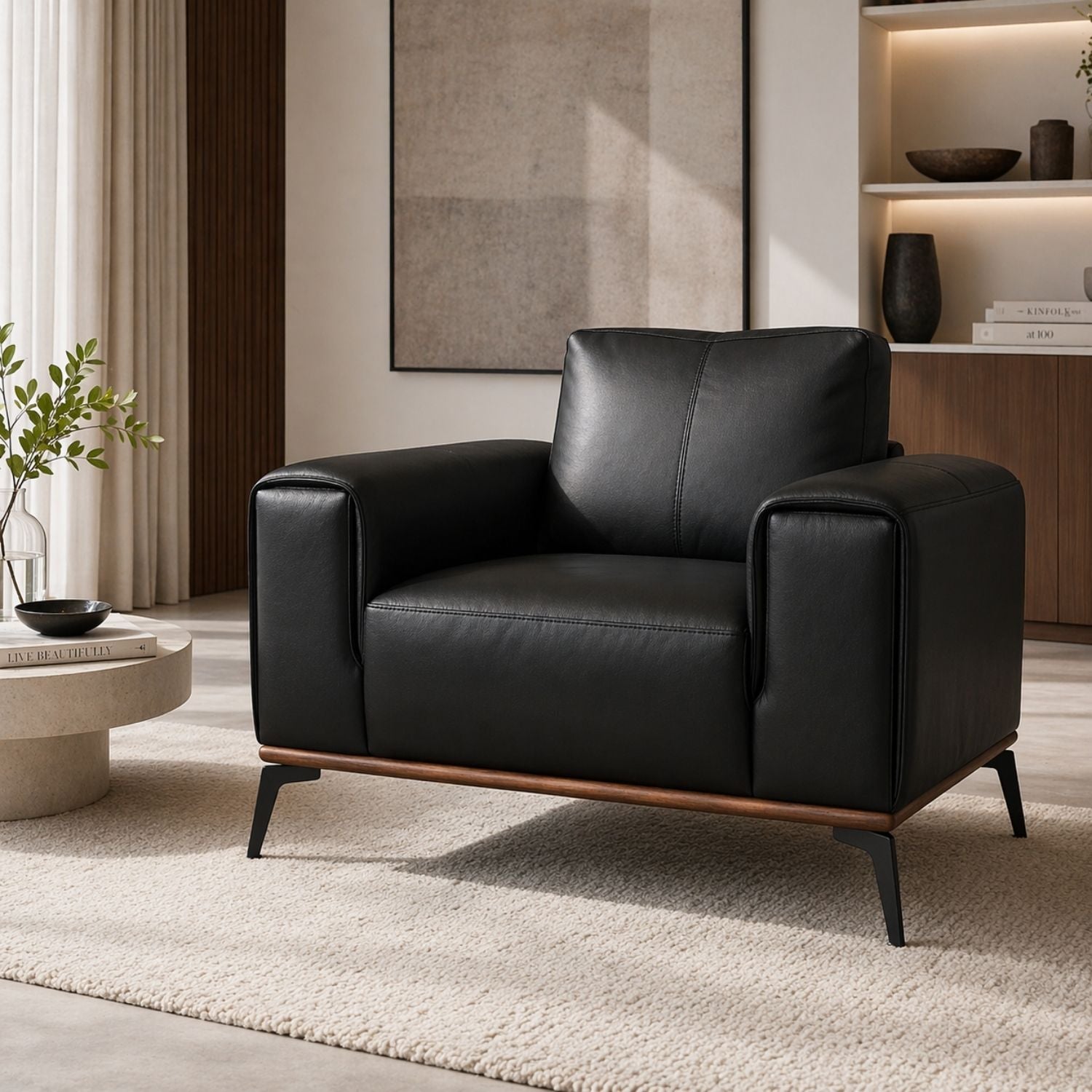 Pietro Genuine Leather Accent Chair