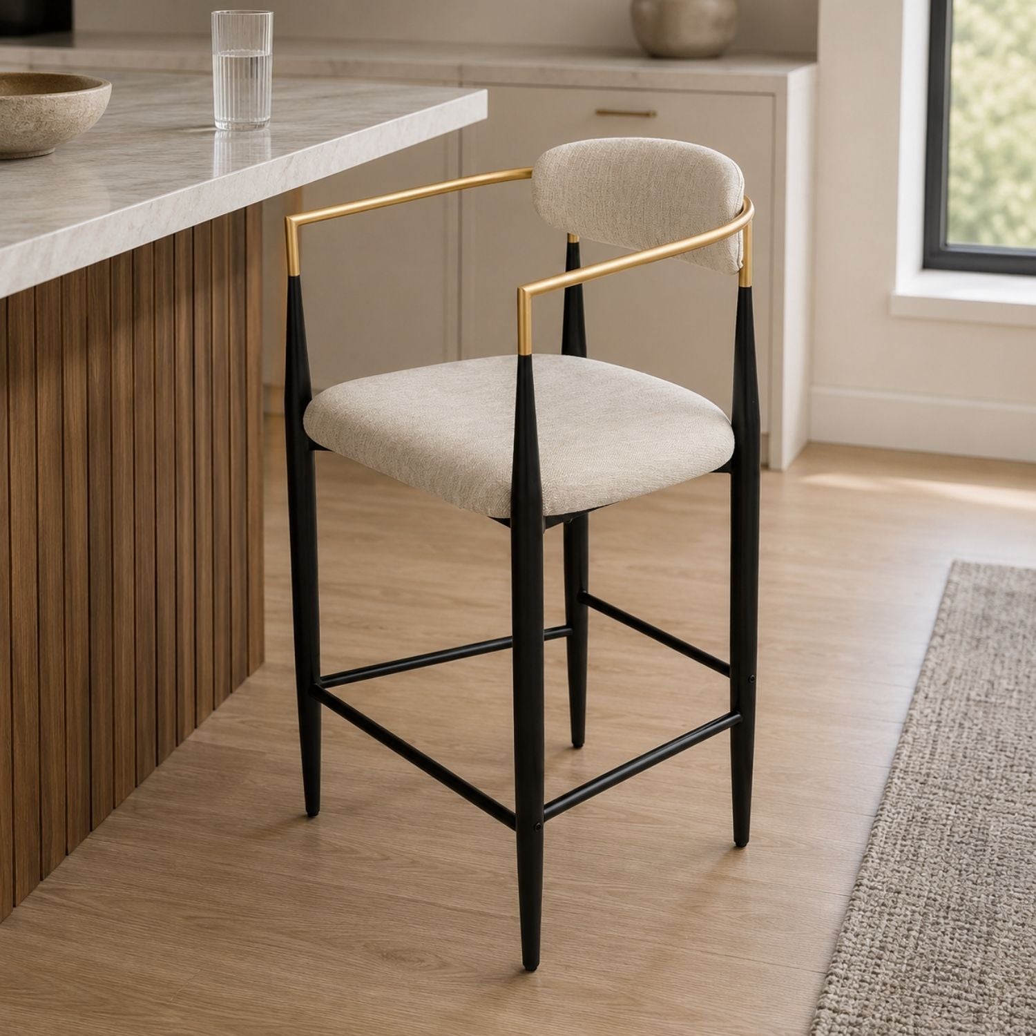 Pilla Counter Stool - Modern & Contemporary - Beige