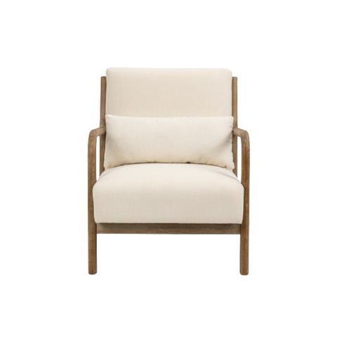 Pose Accent Chair with Wooden Legs - Beige