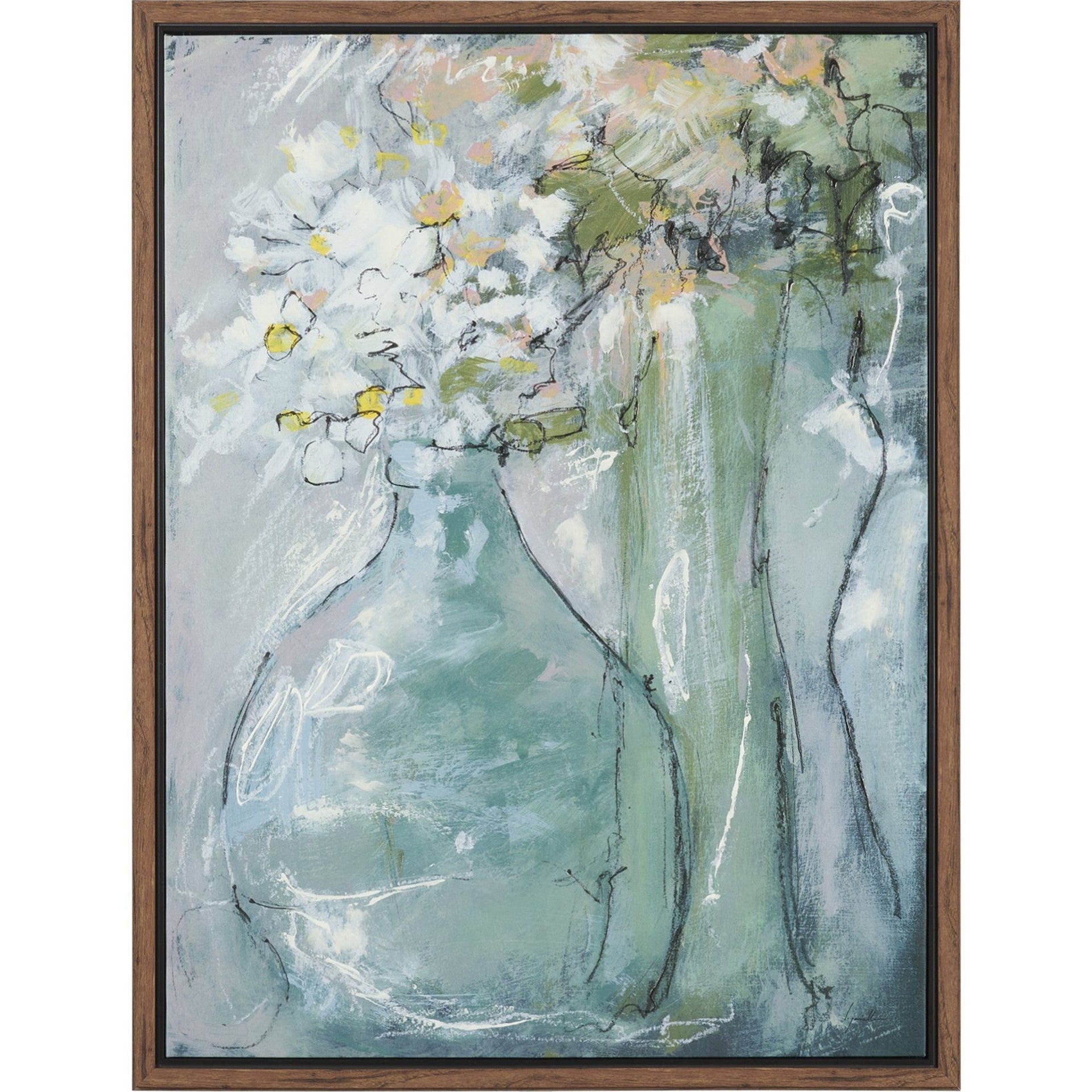 Posies Hand Embelished Textured Framed Canvas Artwork