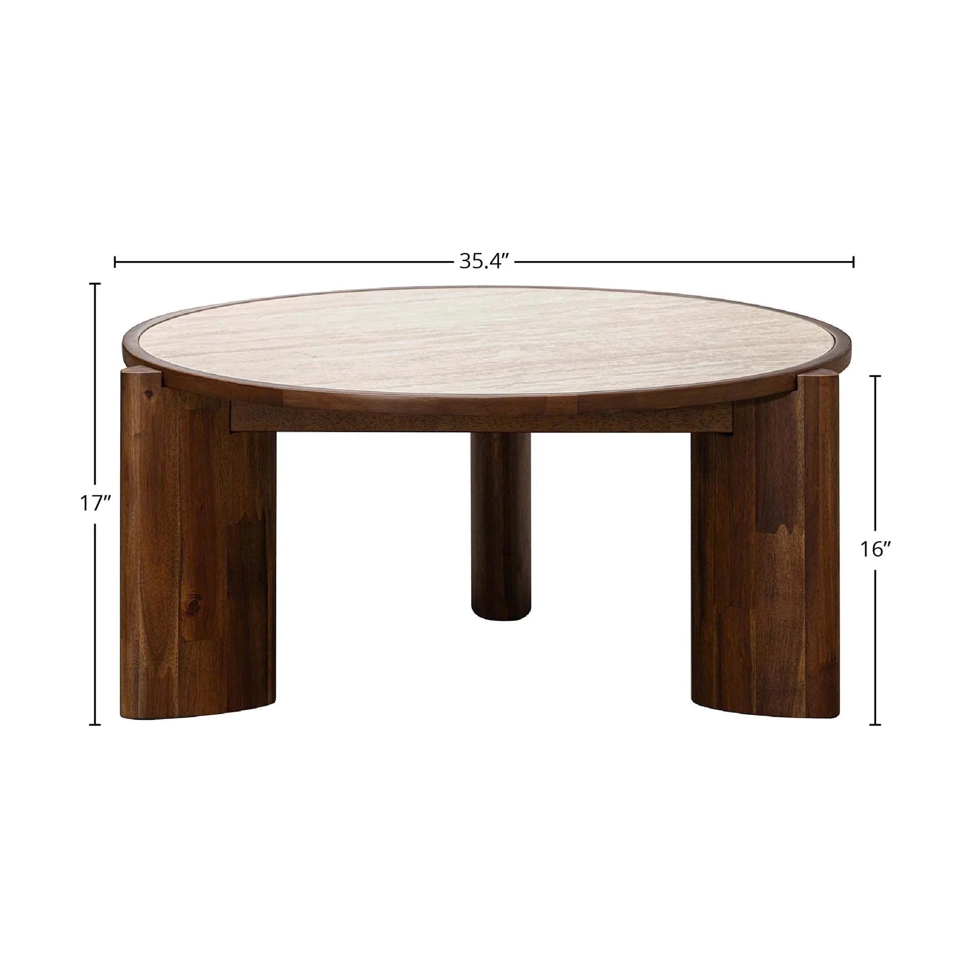 Helsa Round Coffee Table - Travertine