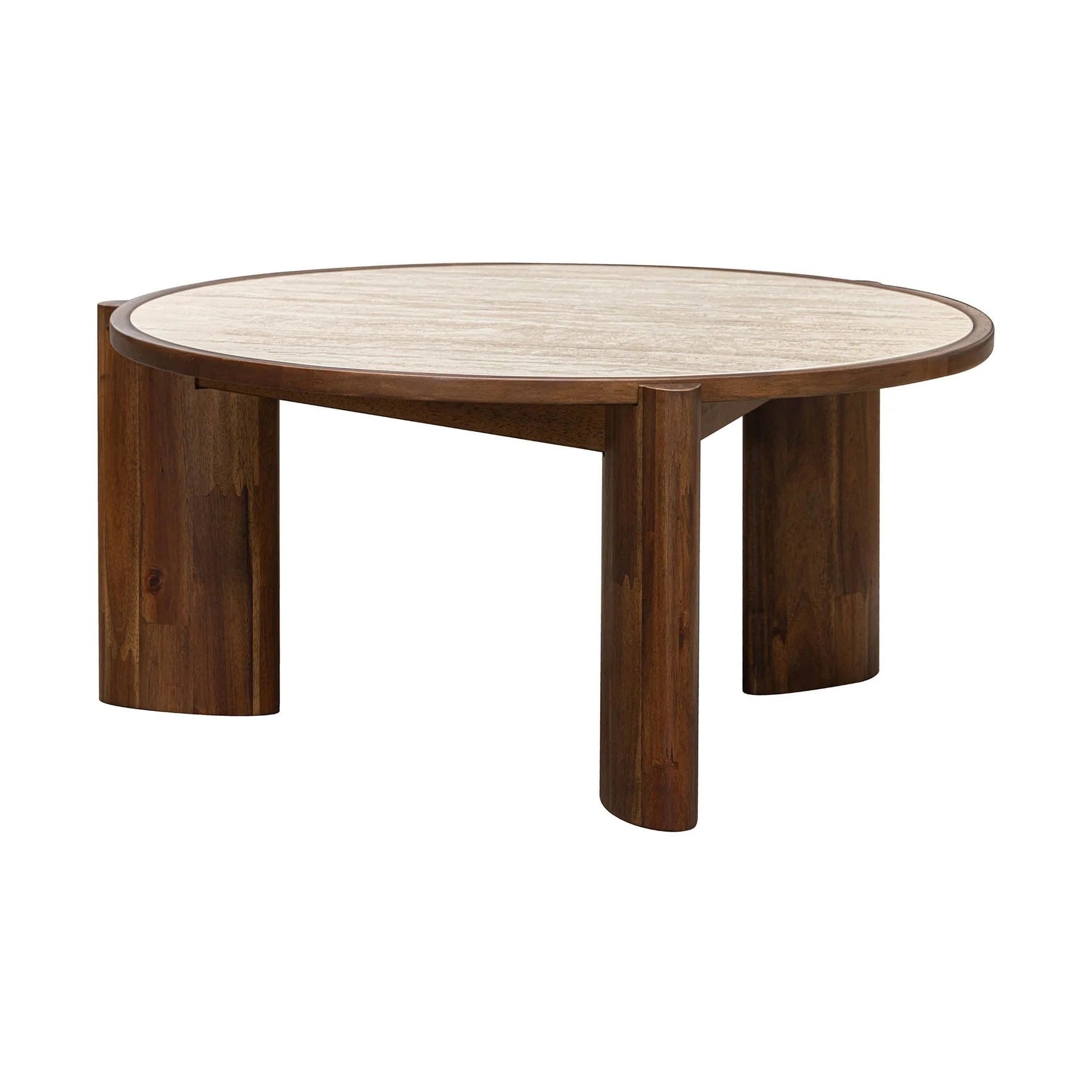 Helsa Round Coffee Table - Travertine