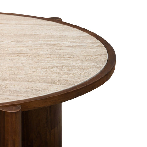 Helsa Round Coffee Table - Travertine