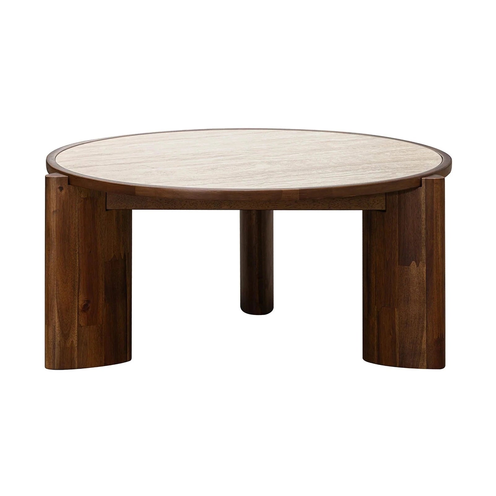 Helsa Round Coffee Table - Travertine