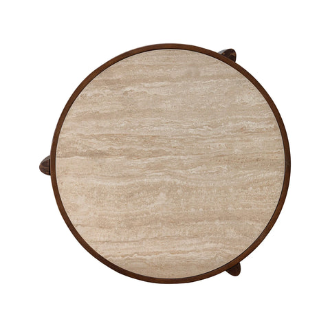 Helsa Round Coffee Table - Travertine