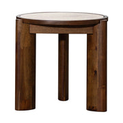 Helsa Round Side Table - Travertine