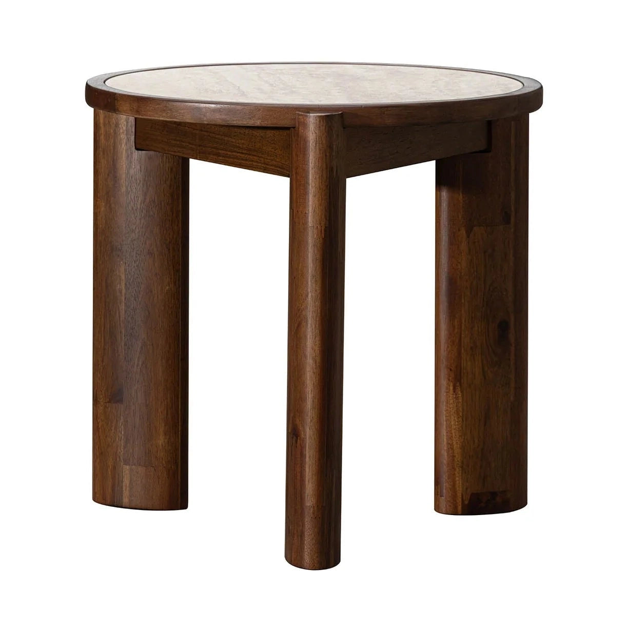 Helsa Round Side Table - Travertine