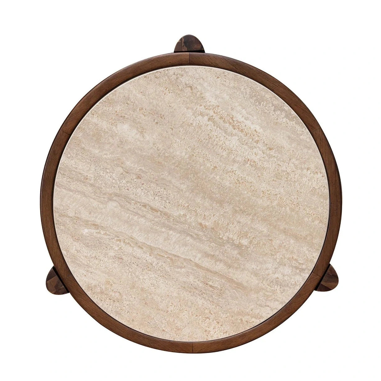 Helsa Round Side Table - Travertine