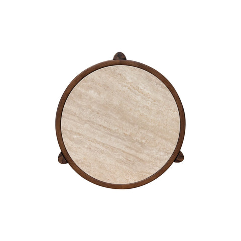 Helsa Round Side Table - Travertine