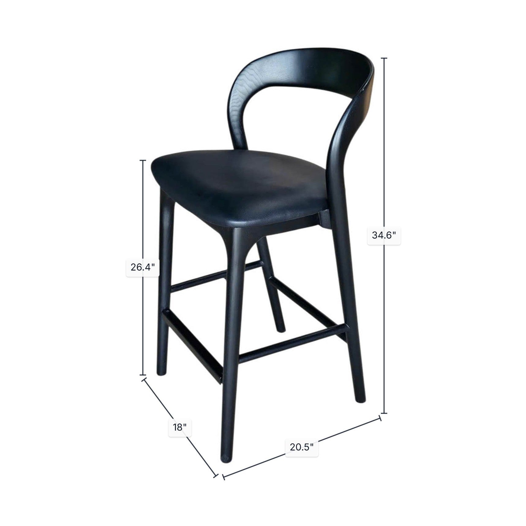 Faylen Counter Stool - Black w/ PU Seat