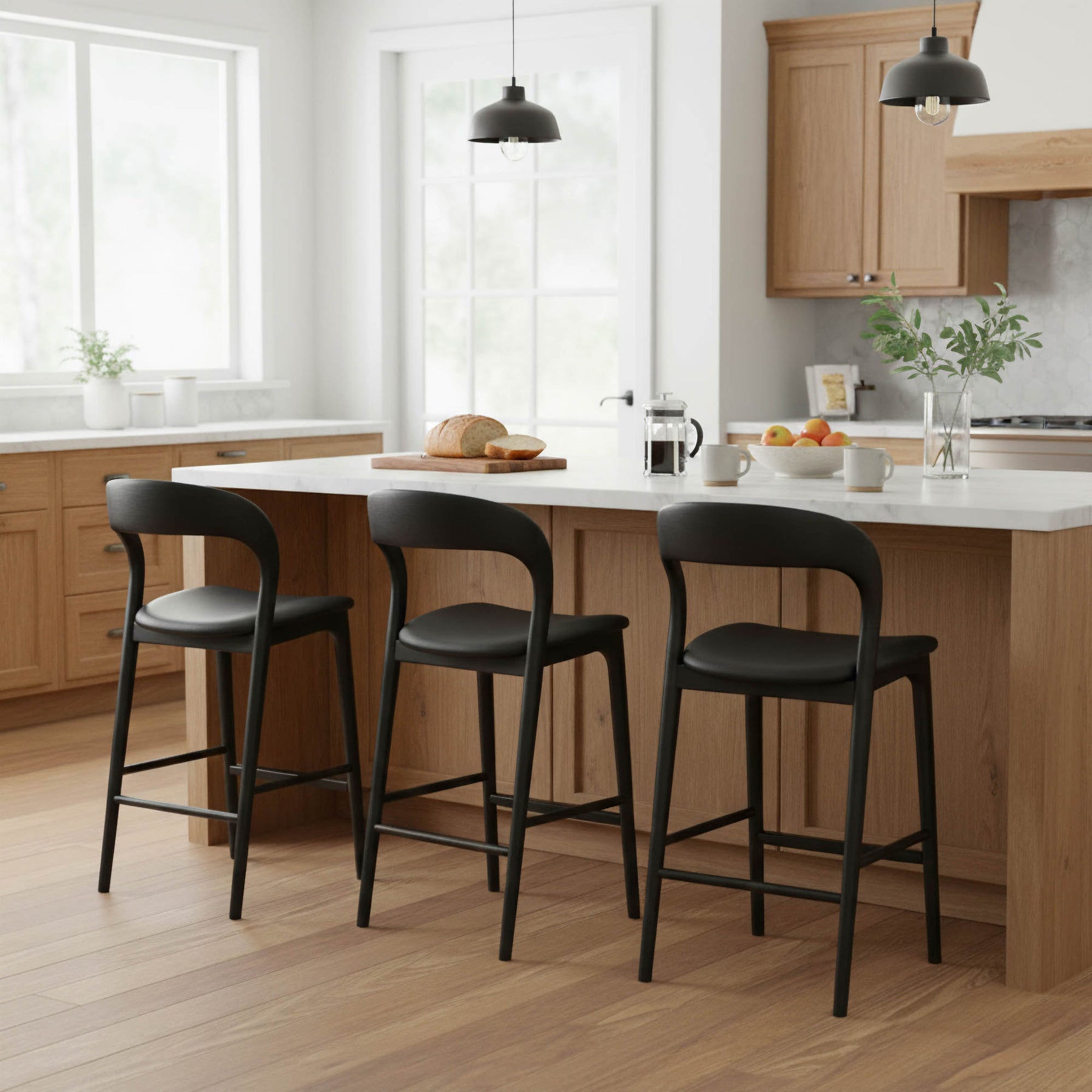 Faylen Counter Stool - Black w/ PU Seat