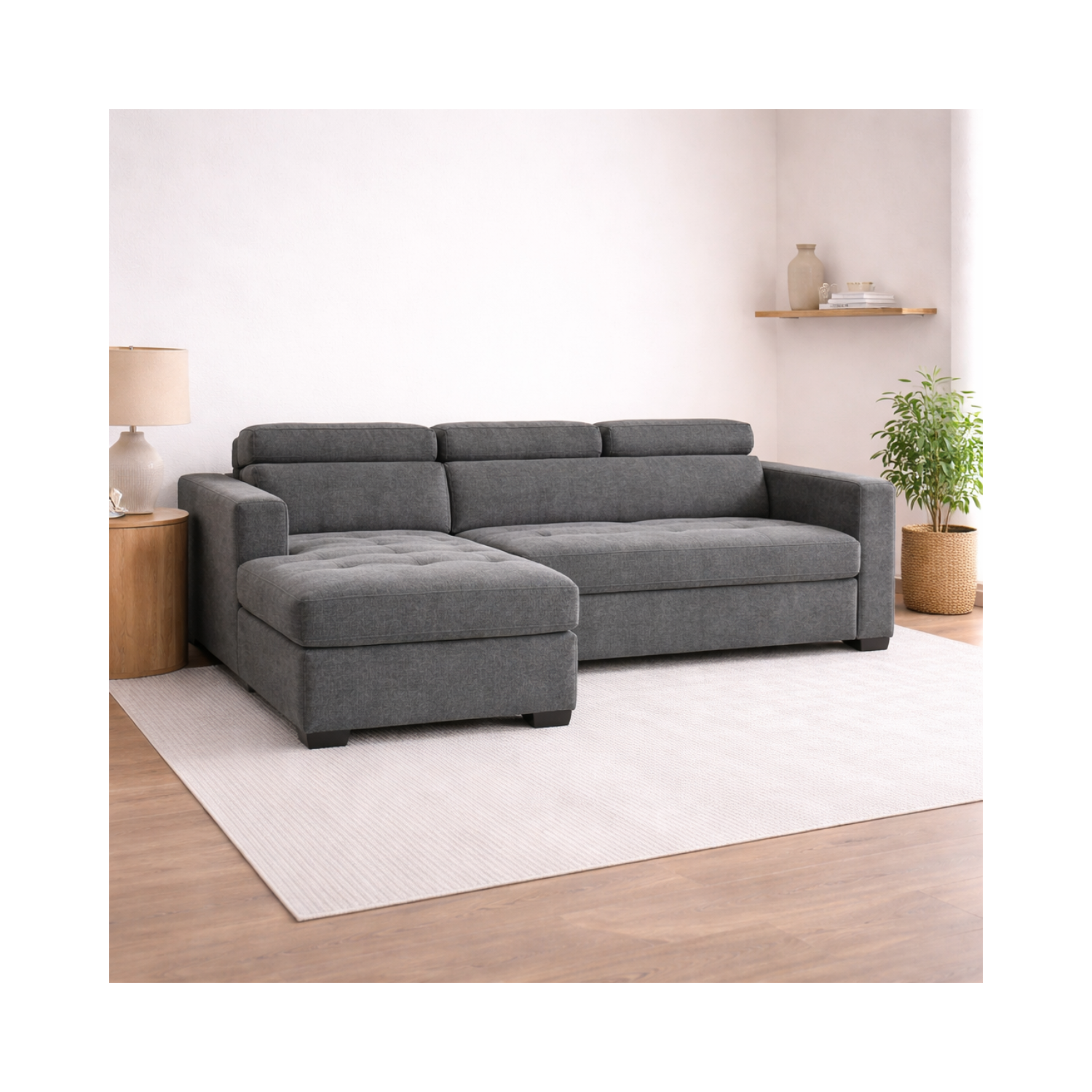 Randall Sleeper Sectional - Fabric - Ramy Charcoal Right Chaise