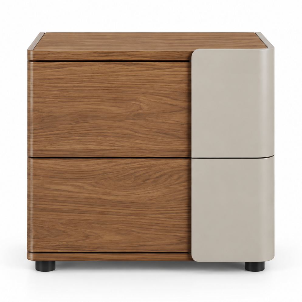 Ravello Nightstand – Greige & Walnut