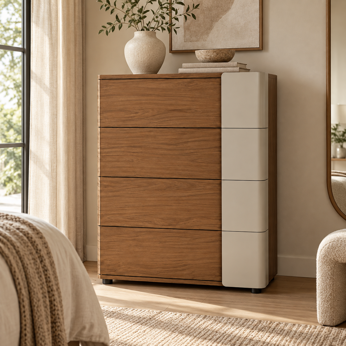Ravello Chest – Greige & Walnut