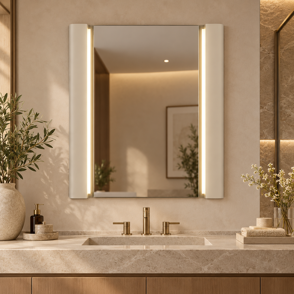 Ravello Rectangular LED Mirror – Greige