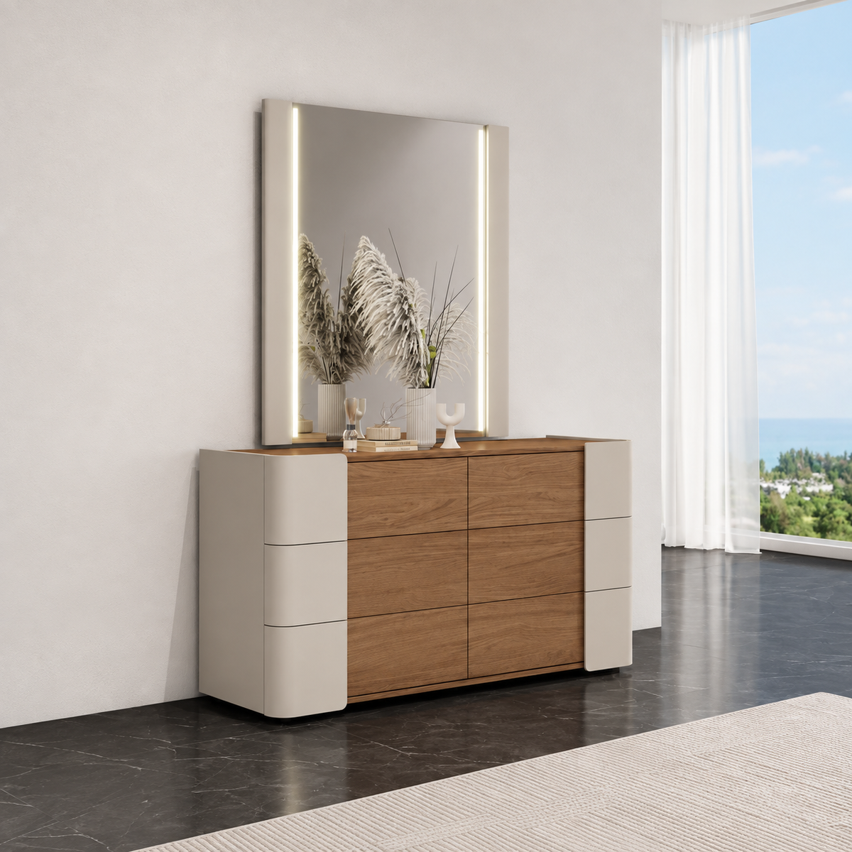 Ravello Dresser – Greige & Walnut