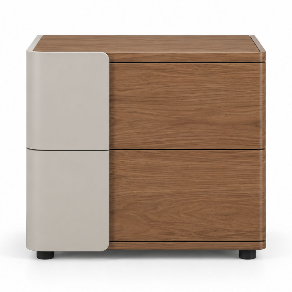 Ravello Nightstand – Greige & Walnut