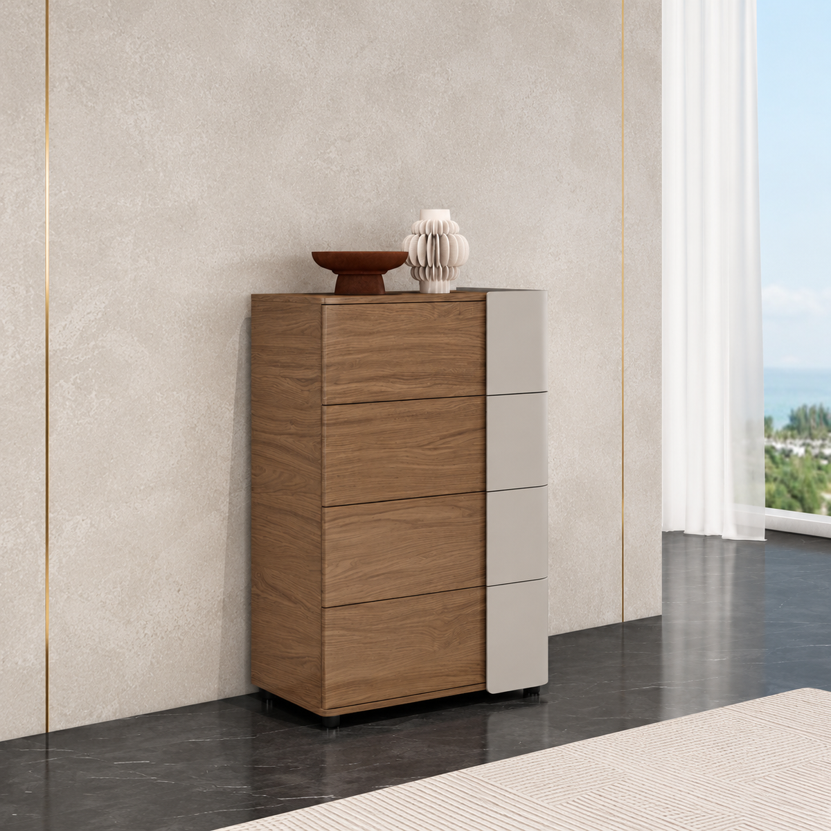 Ravello Chest – Greige & Walnut