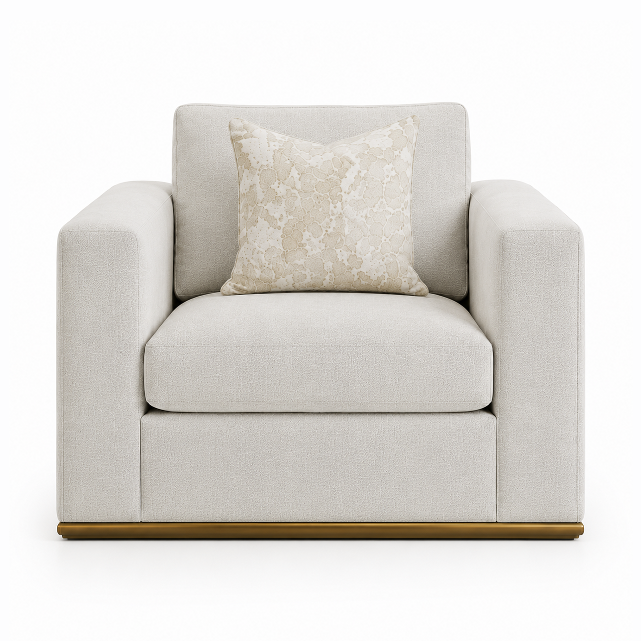 Ravelo Oversized Upholstered Accent Chair with Gold Metal Base – Champagne