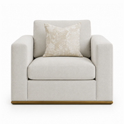 Ravelo Oversized Upholstered Accent Chair with Gold Metal Base – Champagne