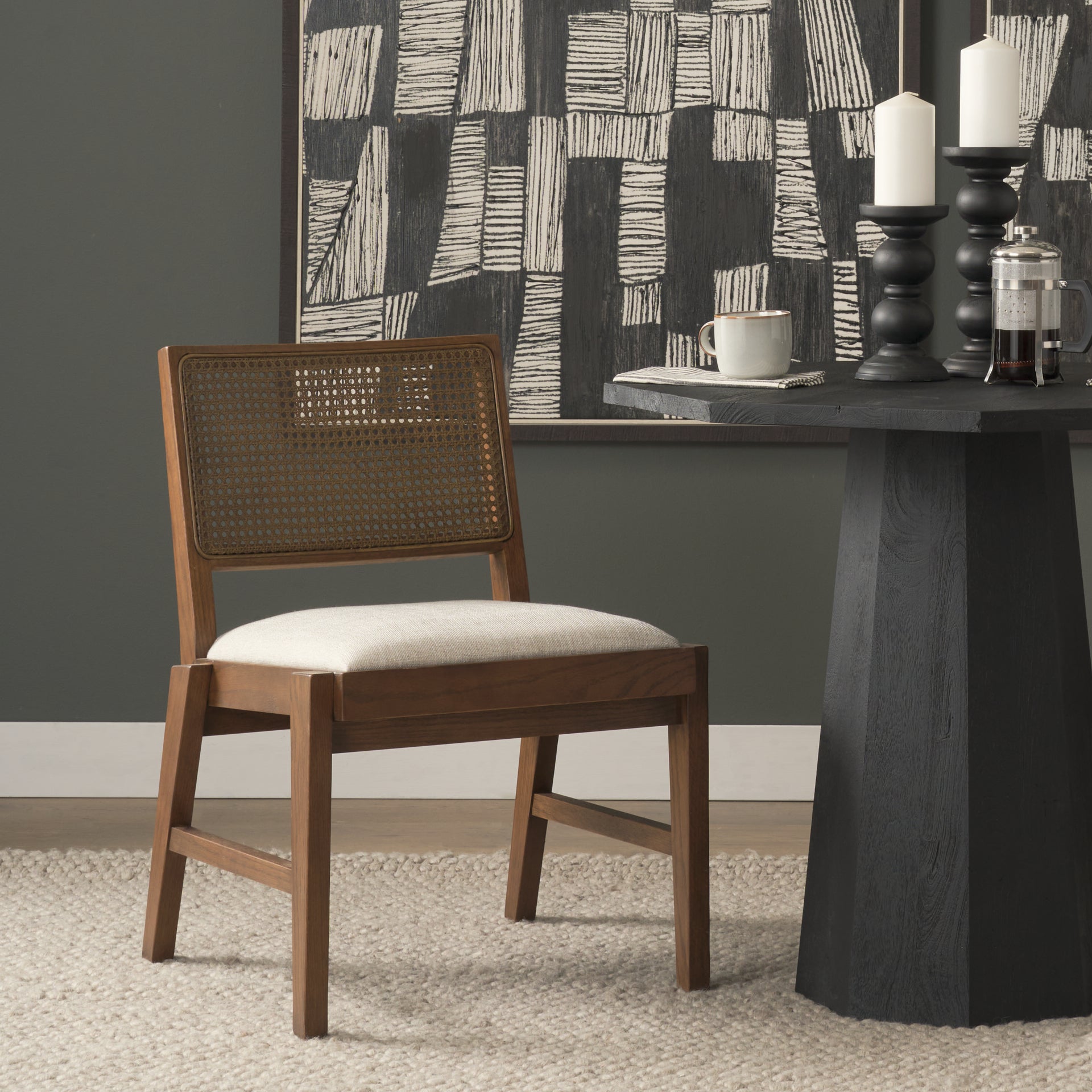 Reid Framed Cream Fabric Dining Chair