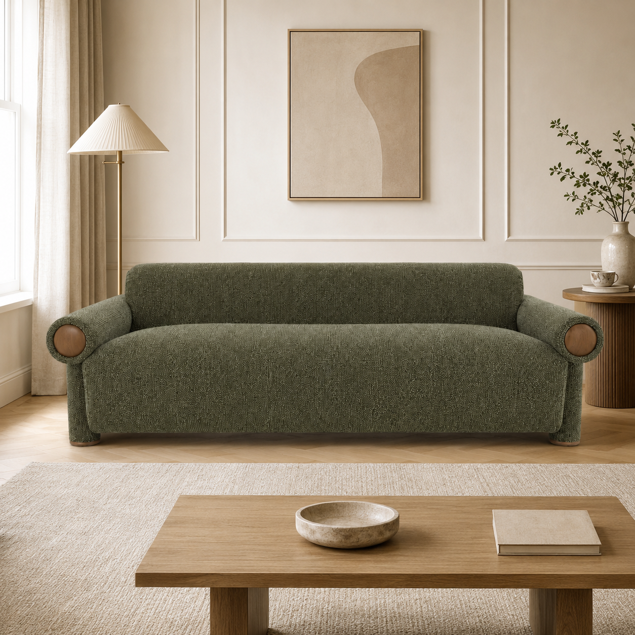 Ronan Upholstered Sofa – Deep Olive Green