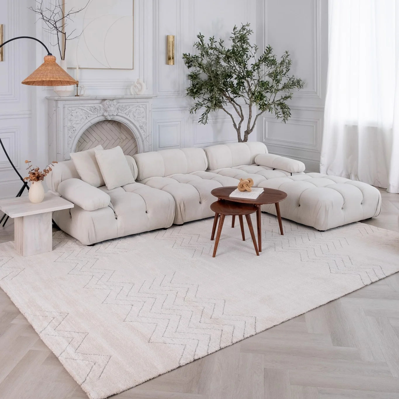 Milano Beige Chevron Pattern Area Rug – 7' x 10'
