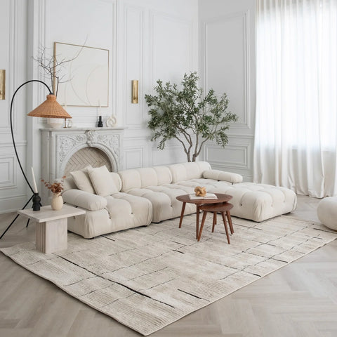 Terra Cream Modern Grid Rug – 5x8