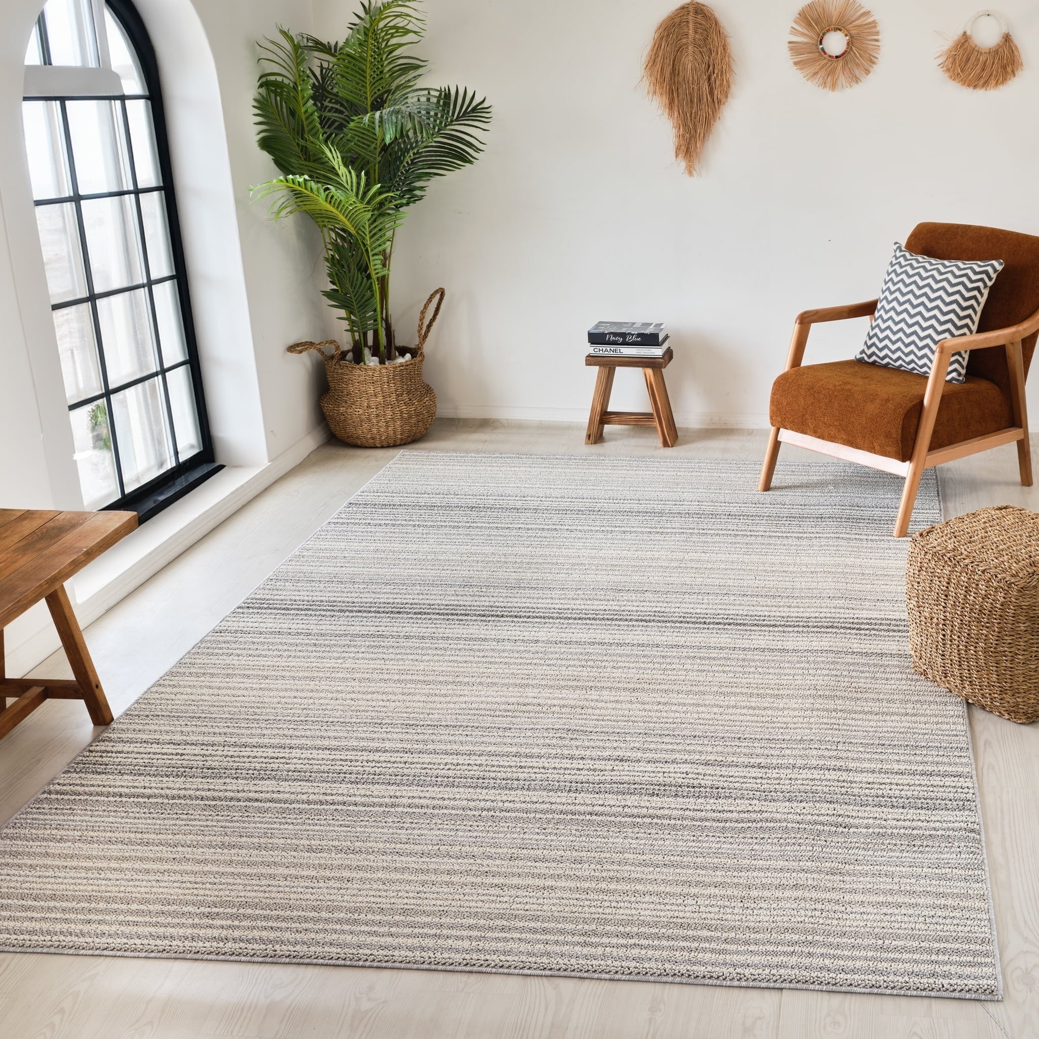 Bali Modern Striped Cream Area Rug