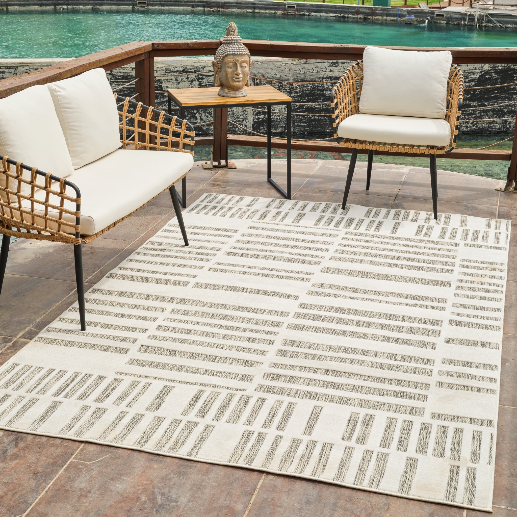Aurora Cream Modern Rug – Abstract Linear Design