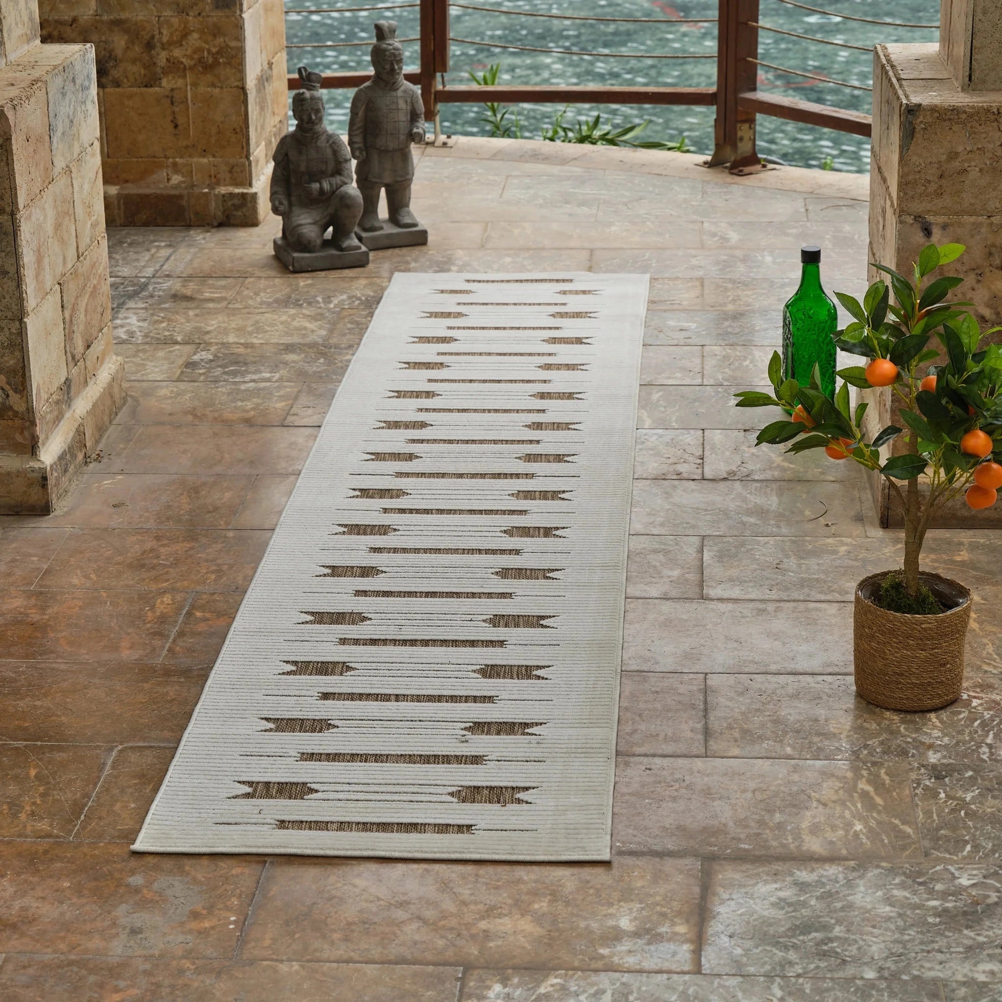 Aurora Beige Modern Rug – Arrow Stripe Design