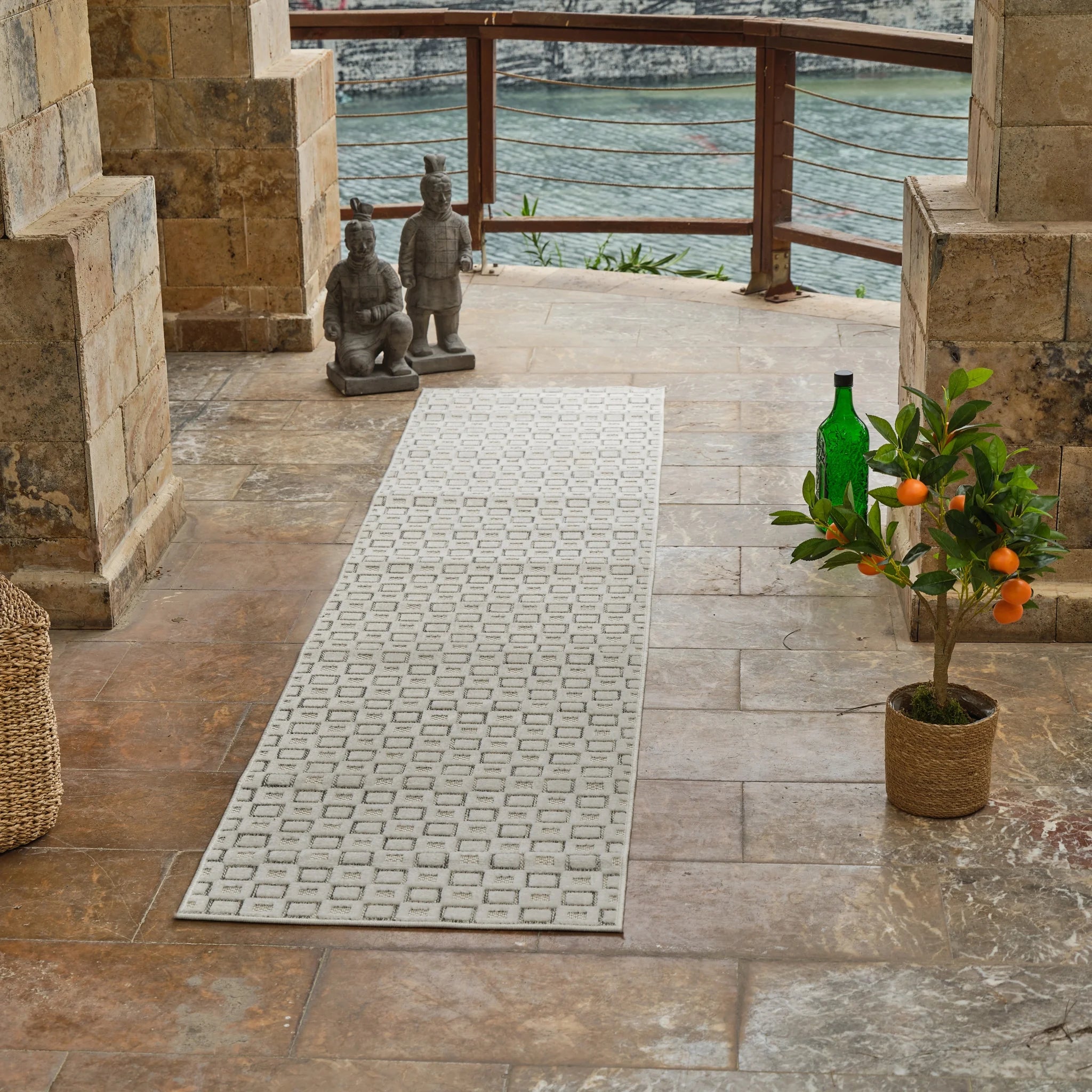 Aurora Cream Modern Rug – Textured Grid Pattern
