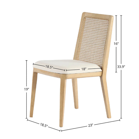 Cane Dining Chair - Oyster Linen/Natural Frame