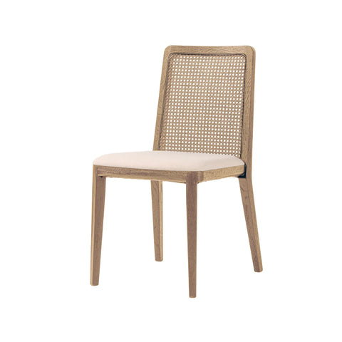 Cane Dining Chair - Oyster Linen/Natural Frame