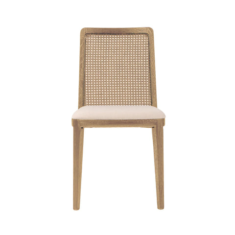 Cane Dining Chair - Oyster Linen/Natural Frame