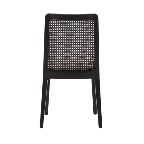 Cane Dining Chair - Oyster Linen/Black Frame