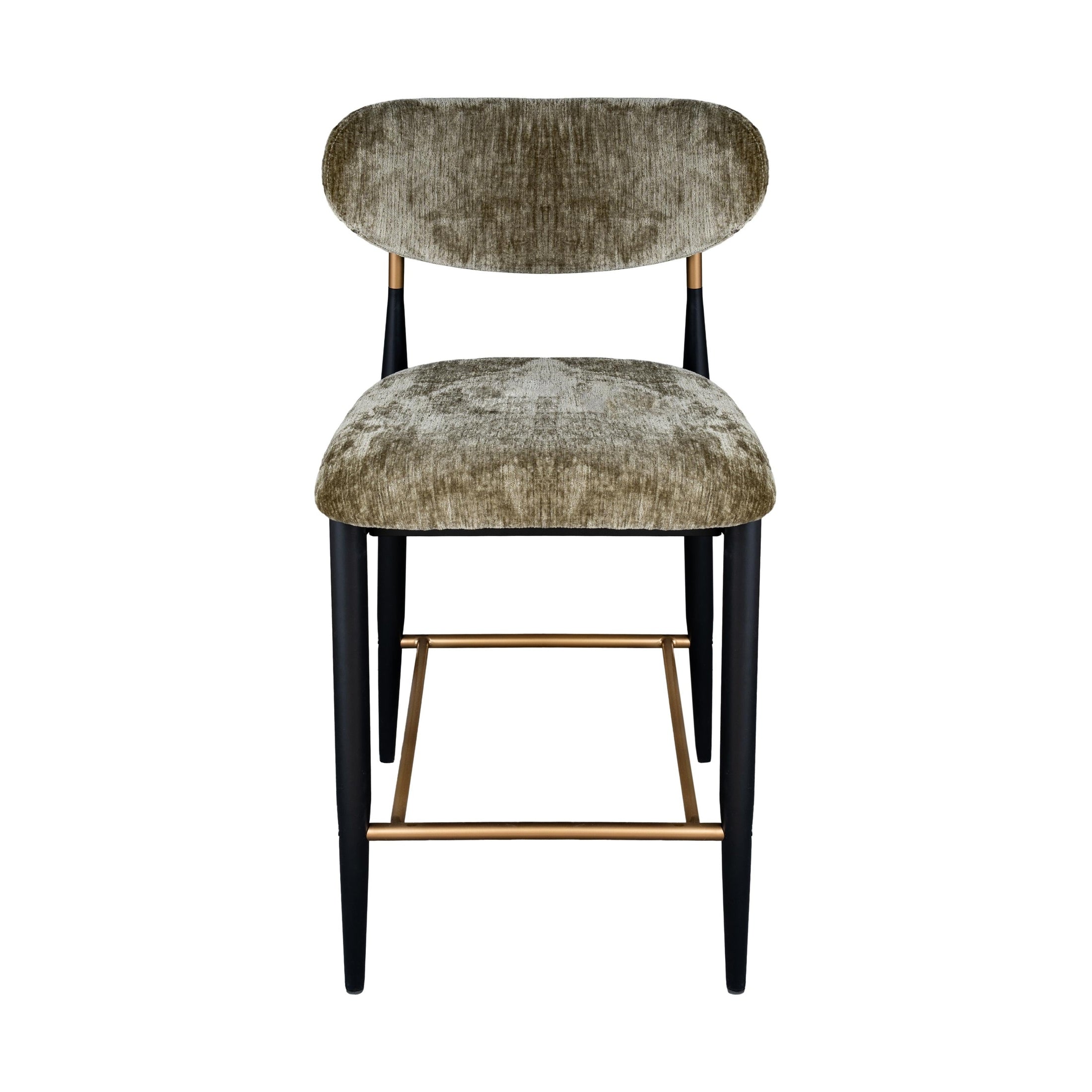 Vera Upholstered Counter Stool in Green with Matte Black & Gold Legs