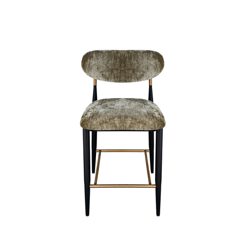 Vera Upholstered Counter Stool in Green with Matte Black & Gold Legs