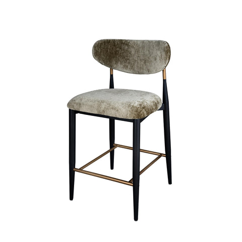 Vera Upholstered Counter Stool in Green with Matte Black & Gold Legs
