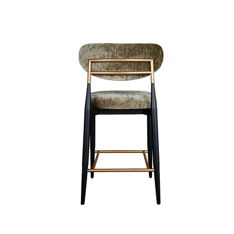Vera Upholstered Counter Stool in Green with Matte Black & Gold Legs