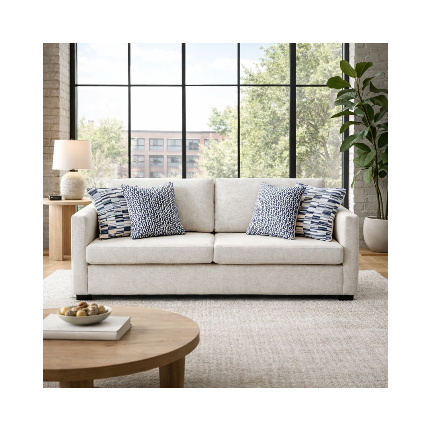 Sammy Condo Sofa with 4 Toss Pillows