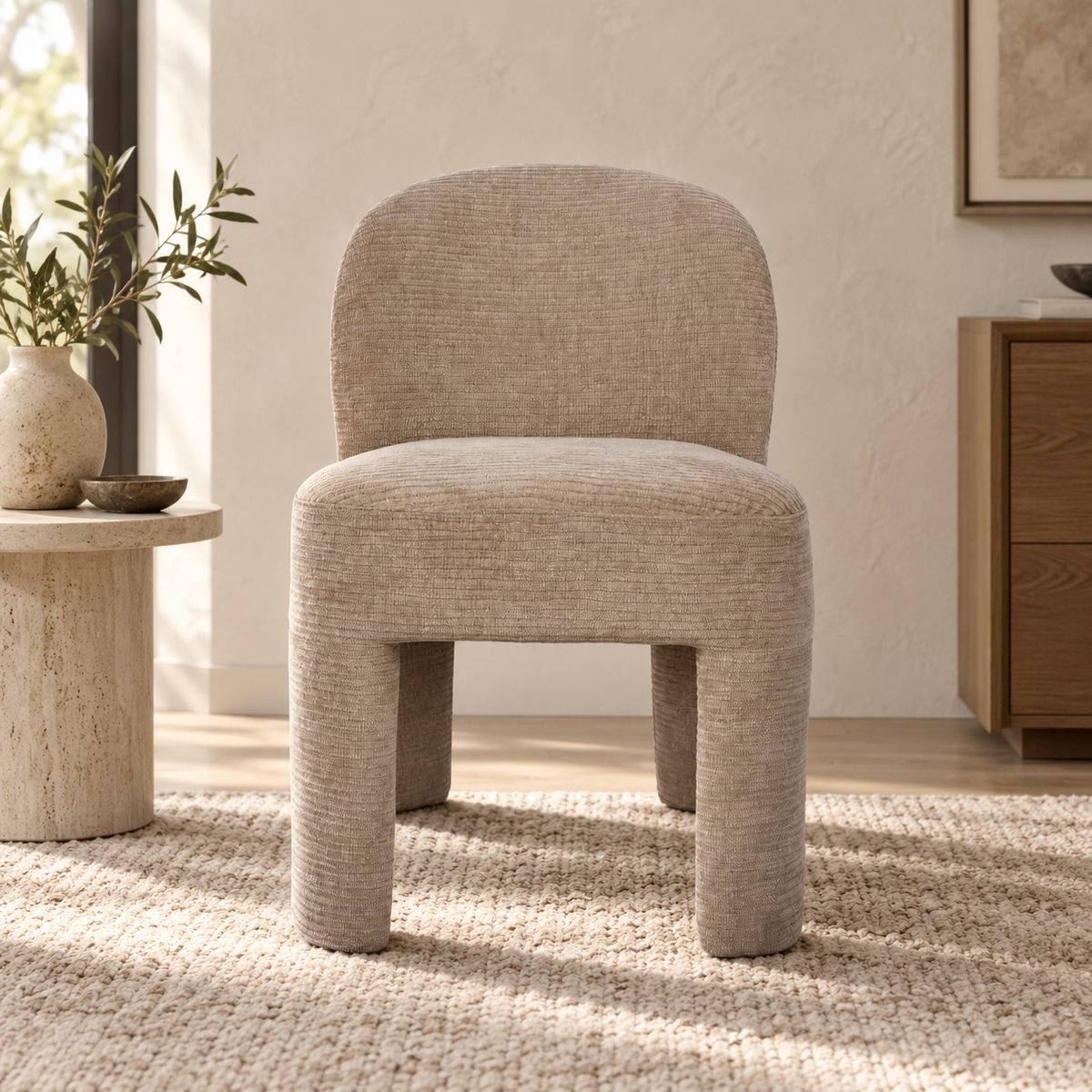 Savio Fully Upholstered Dining Chair – Taupe