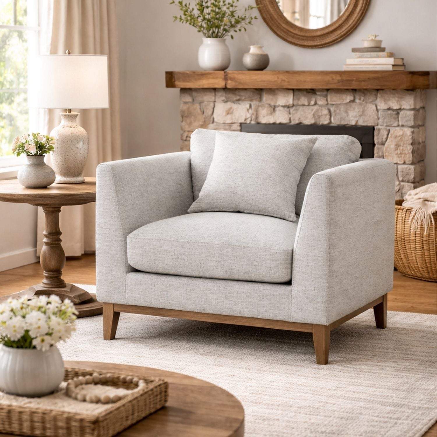 Sirella Club Chair - Woven Tweed Neutral
