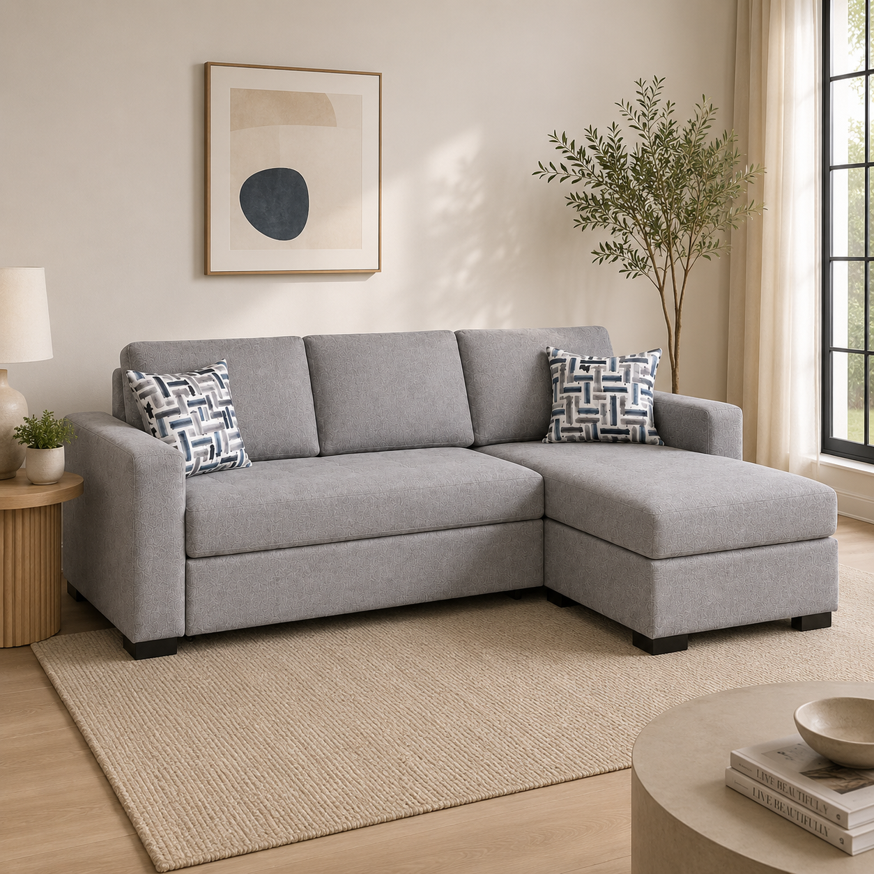 Sloane 2-Piece Pull Out Sleeper Sectional - Right Chaise