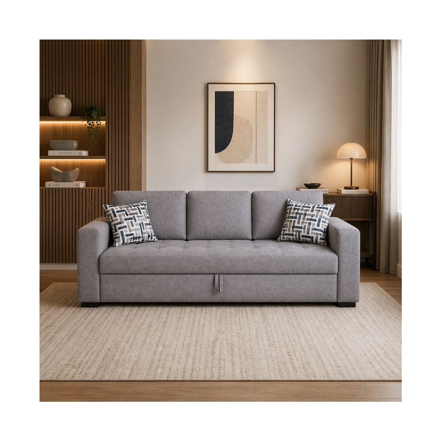 Sloane Pull-Out Sleeper Sofa with 2 Toss Pillows