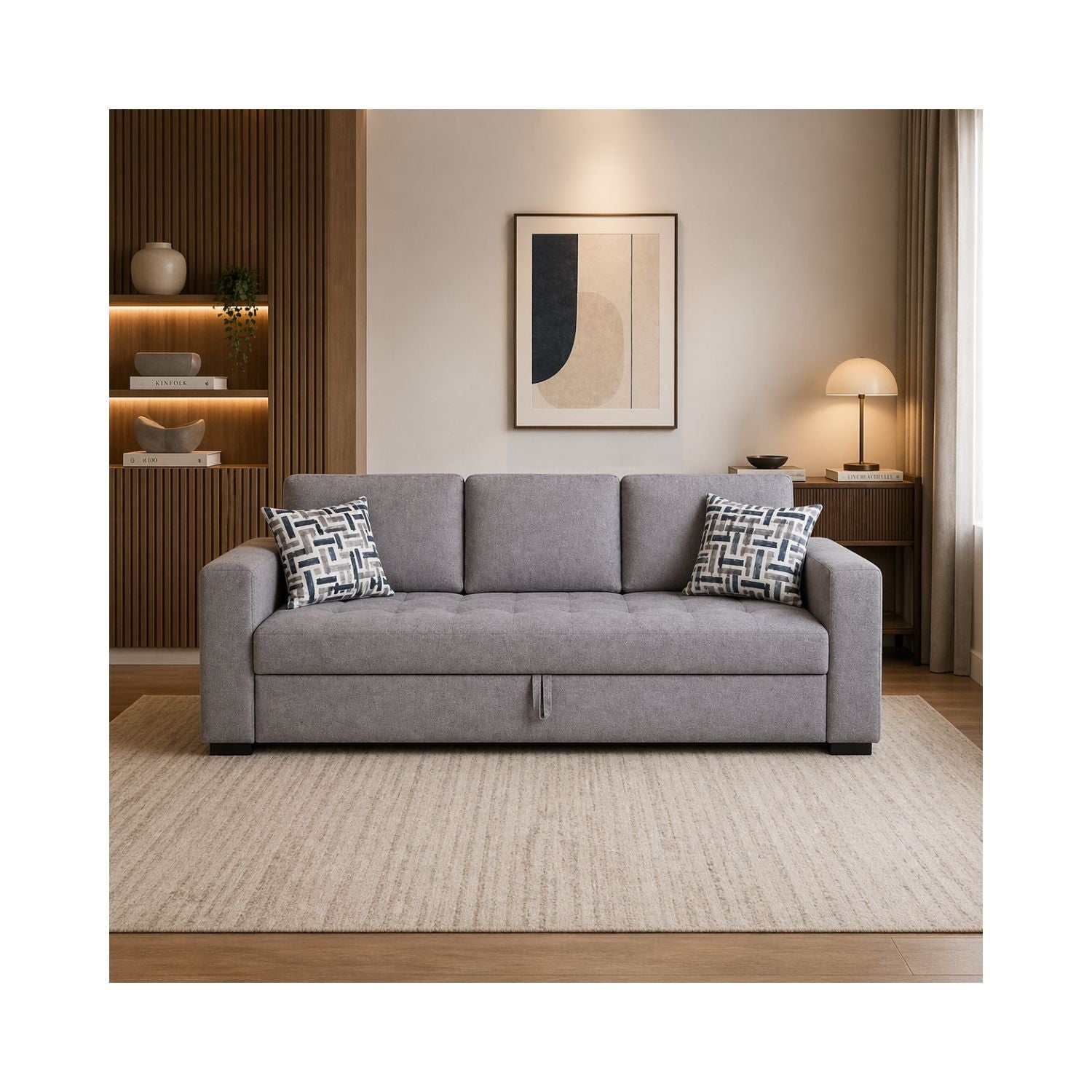 Sloane Pull-Out Sleeper Sofa with 2 Toss Pillows