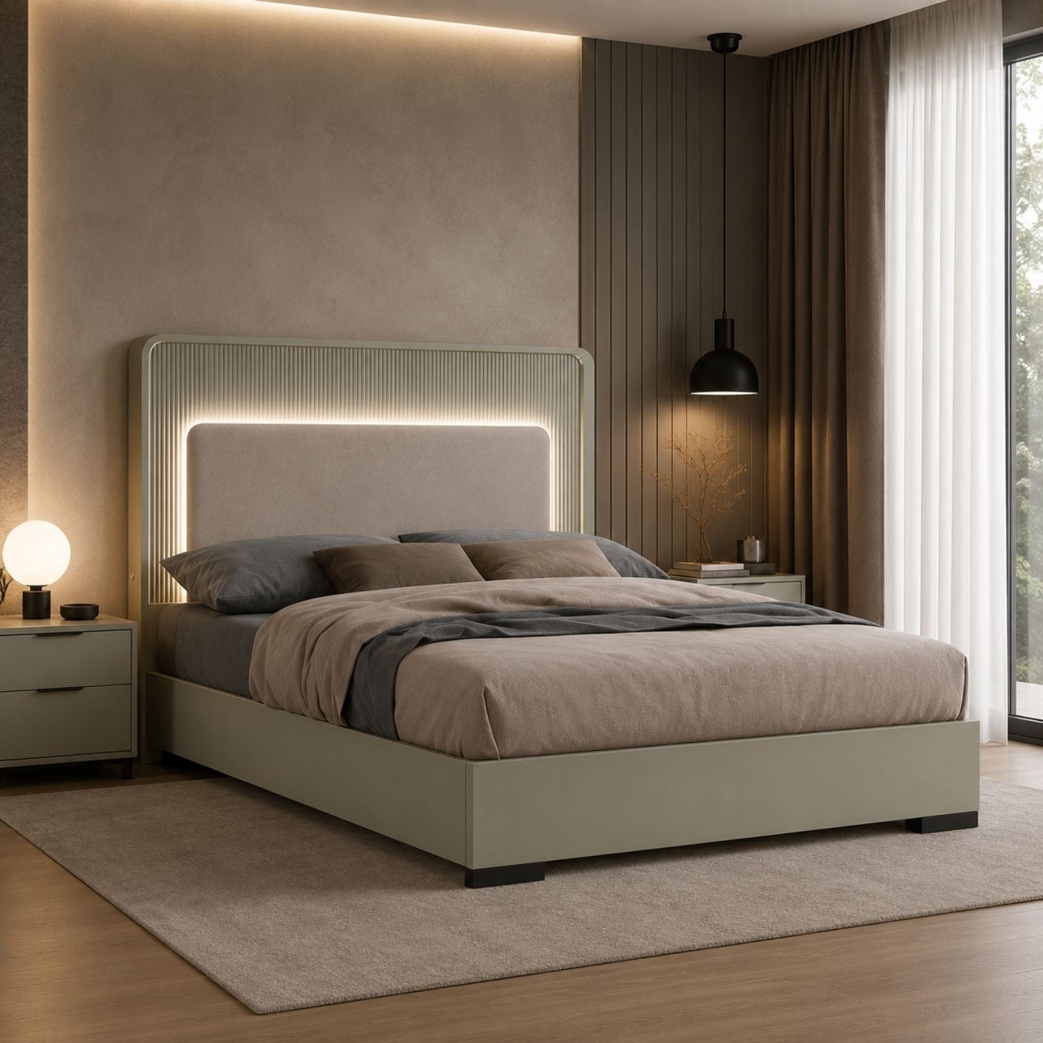 Sofia Hydraulic Storage Bed - Beige