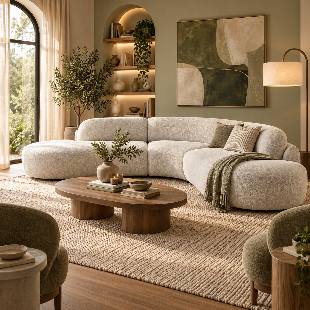 Sol Sculptural Curved Modular Sectional – Warm Ivory